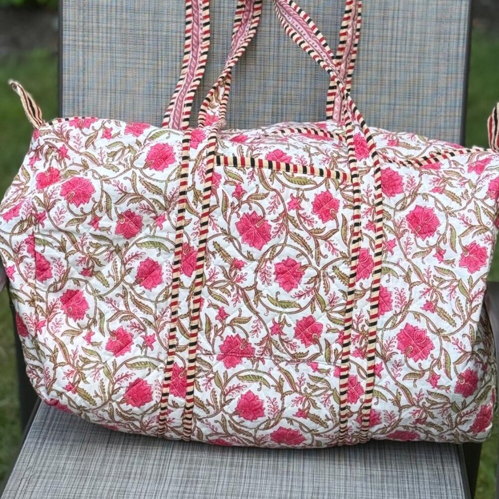 BRAND NEW Large Quilted Handmade Duffle Weekender Bag Holiday Gift For Woman bag